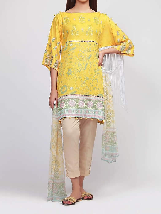 Pakistani Lawn Dress Khaadi Lawn YR19106 Yellow Two Piece 2Pc Suit –  Pakistani Lawn Summer Dresses \u0026 Deisnger Winter Suits